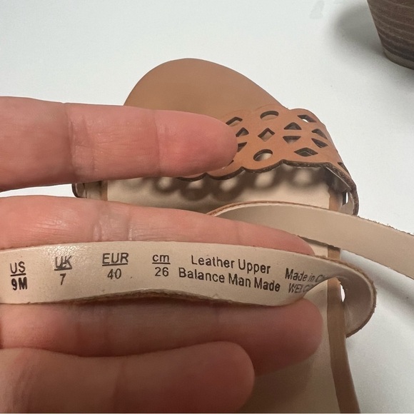 Franco Sarto Women's Perforated Leather Wedge Sandals Heel Sandals Brown size 9 - Picture 6 of 12